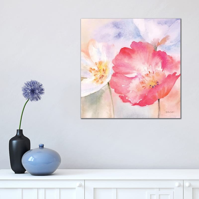 iCanvas "Watercolor Poppy Meadow Pastel II" by Cynthia Coulter Canvas Print - 18x18x1.5