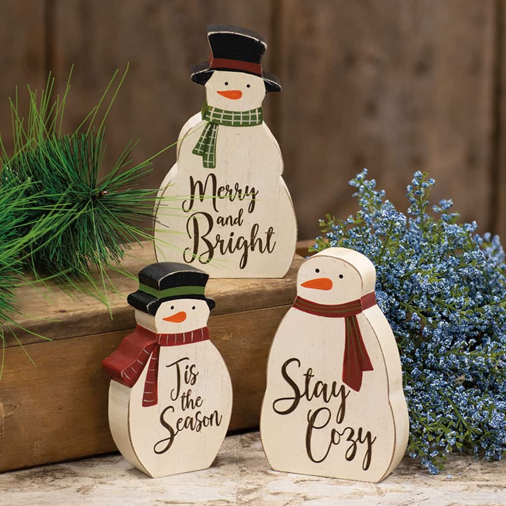 3/Set Tis The Season Reversible Chunky Snowman Sitters