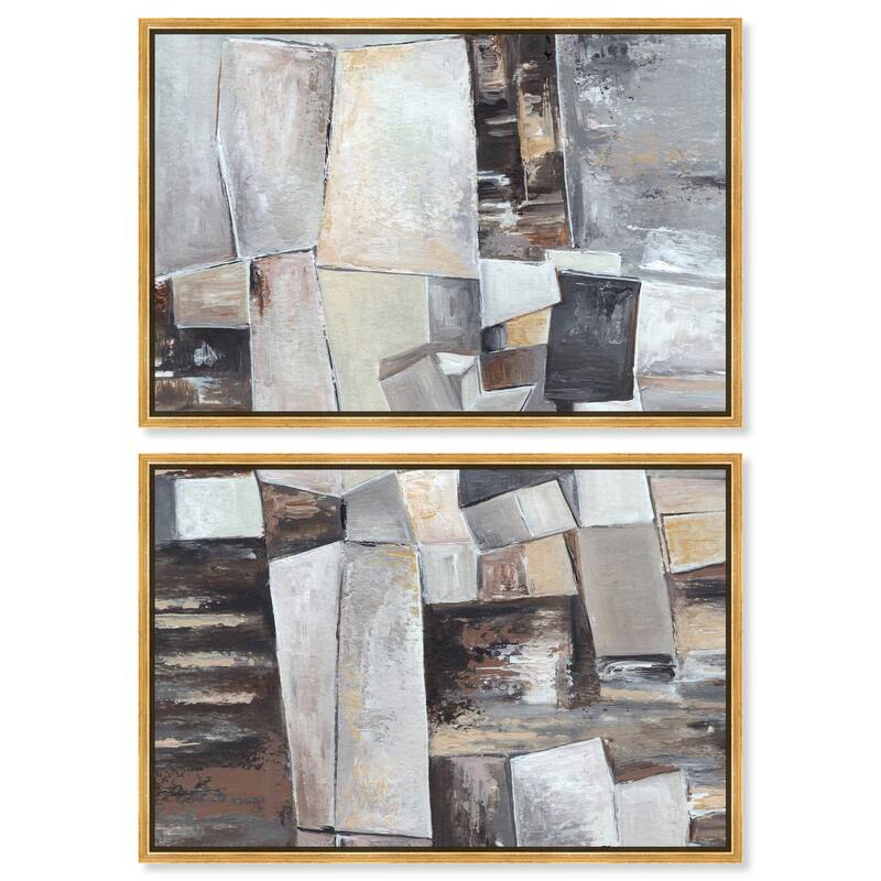 Inside the Future Canvas Set of 2 by Art Remedy - 24" x 16" - Gold