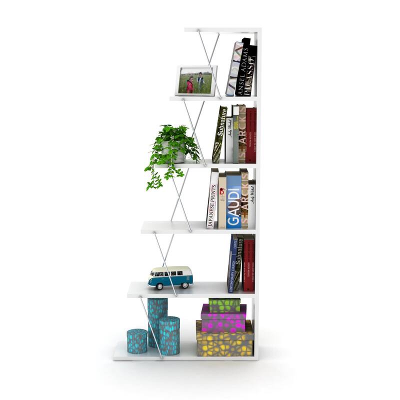 Modern 5 Tier Narrow Ladder Bookshelf