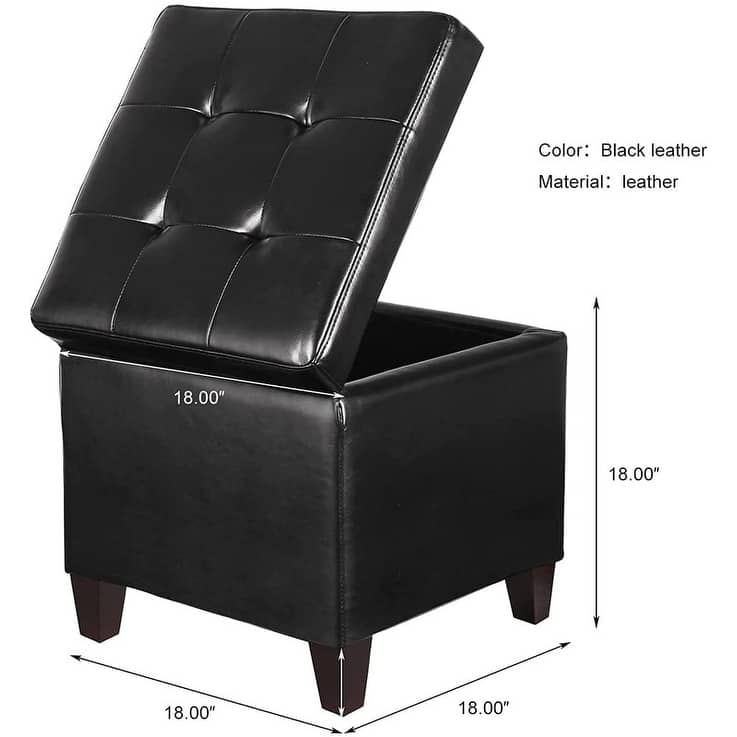 Adeco Bonded Leather Square Tufted Cubic Cube Storage Ottomans
