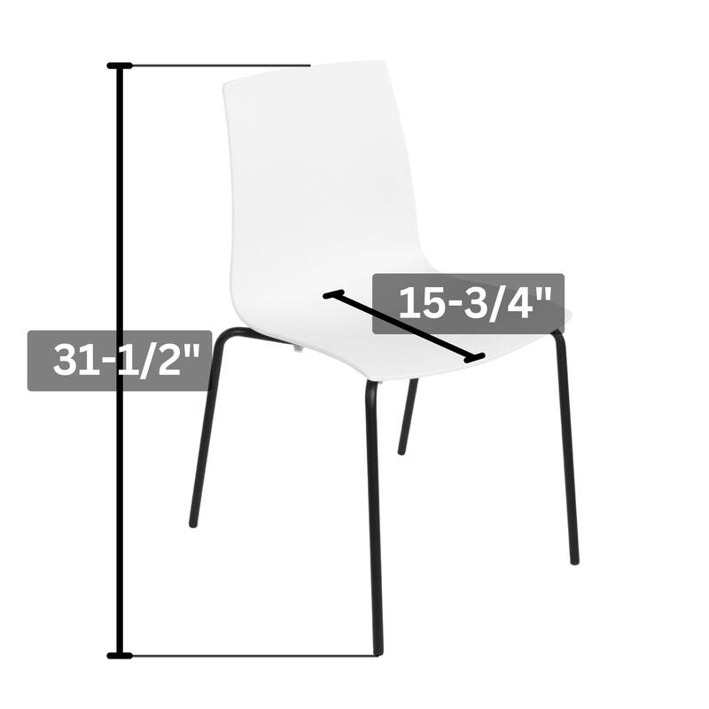 Furnish Theory Aero-S Pro Indoor/Outdoor Stackable Dining Side Chairs Polypropylene Shell & Powder-Coated Steel Legs (Set of 2)