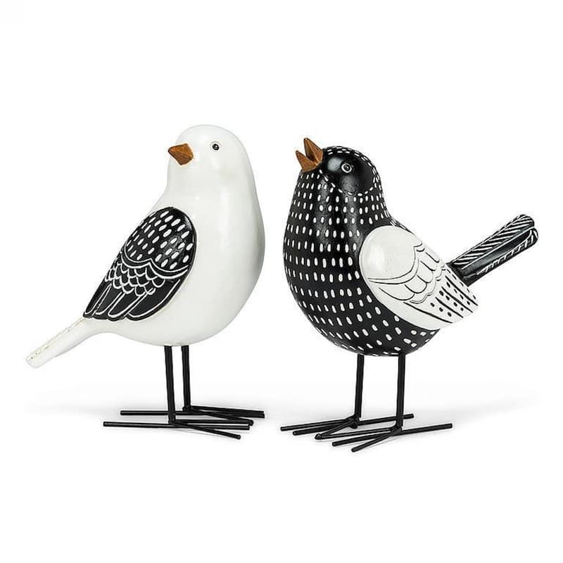 Set Of 2 Folk Style Birds Figurines