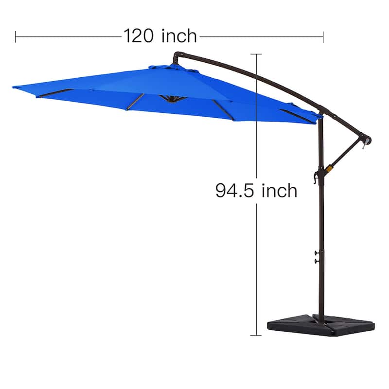 10 ft Steel Crank-lift Cantilever Umbrella With Weighted Base