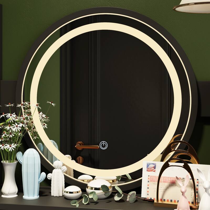 Makeup Vanity Dressing Table, Vanity Mirror with Lights and Table Set - 52"H