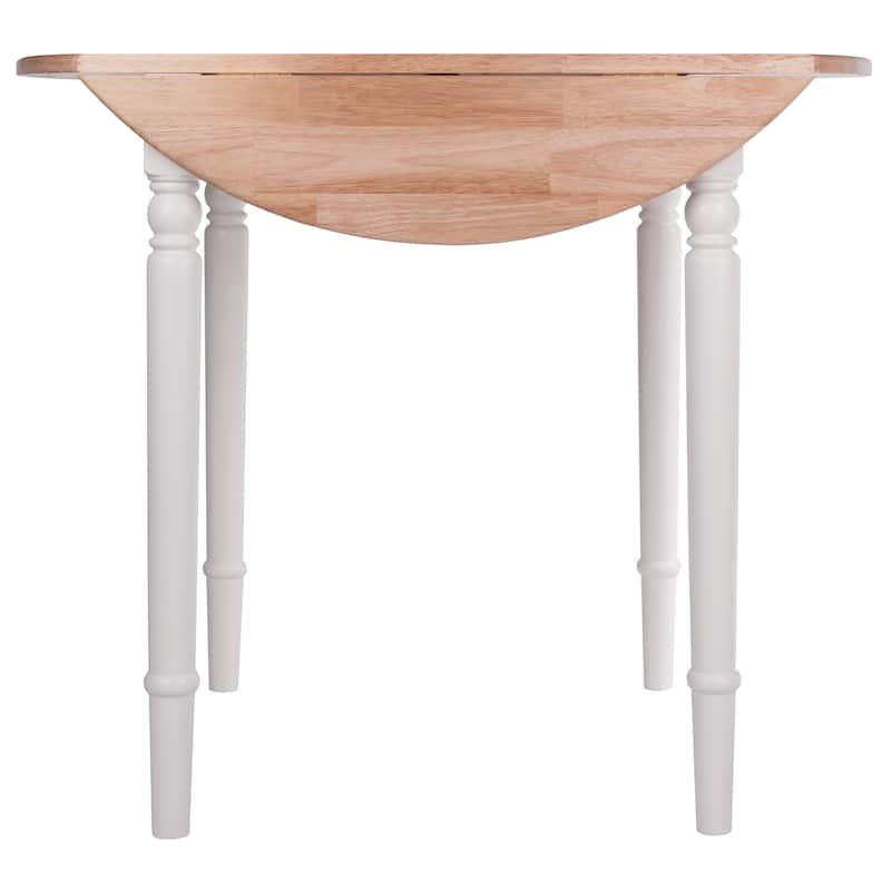 Sorella Round Drop Leaf Table, Natural and White - Natural / White - 30.3"H x 35.4"W x 35.4"D