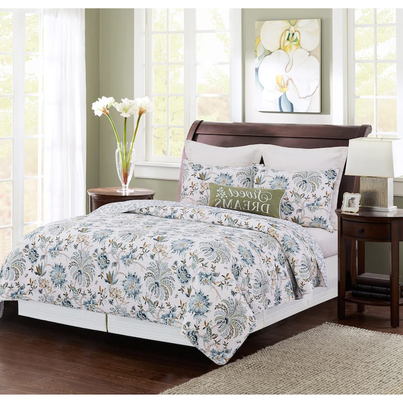 Braganza Teal Quilt Bedding Set - Queen