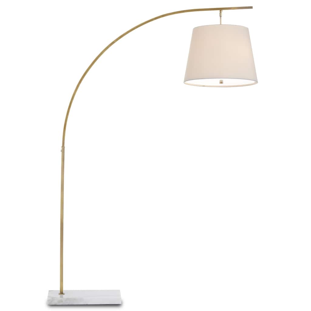 Currey & Company Cloister Medium Brass Floor Lamp - 70"h x 17"w x 46"d