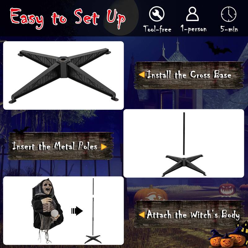 Costway 6ft Halloween Animatronics Standing Witch Talking Animated - See Details