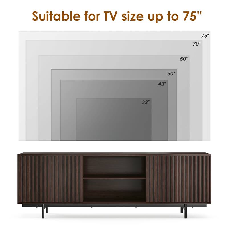Rossetta Medieval Farmhouse style Pop-Up Door Design Wood TV Stand with Storage Shelf, up to 75"