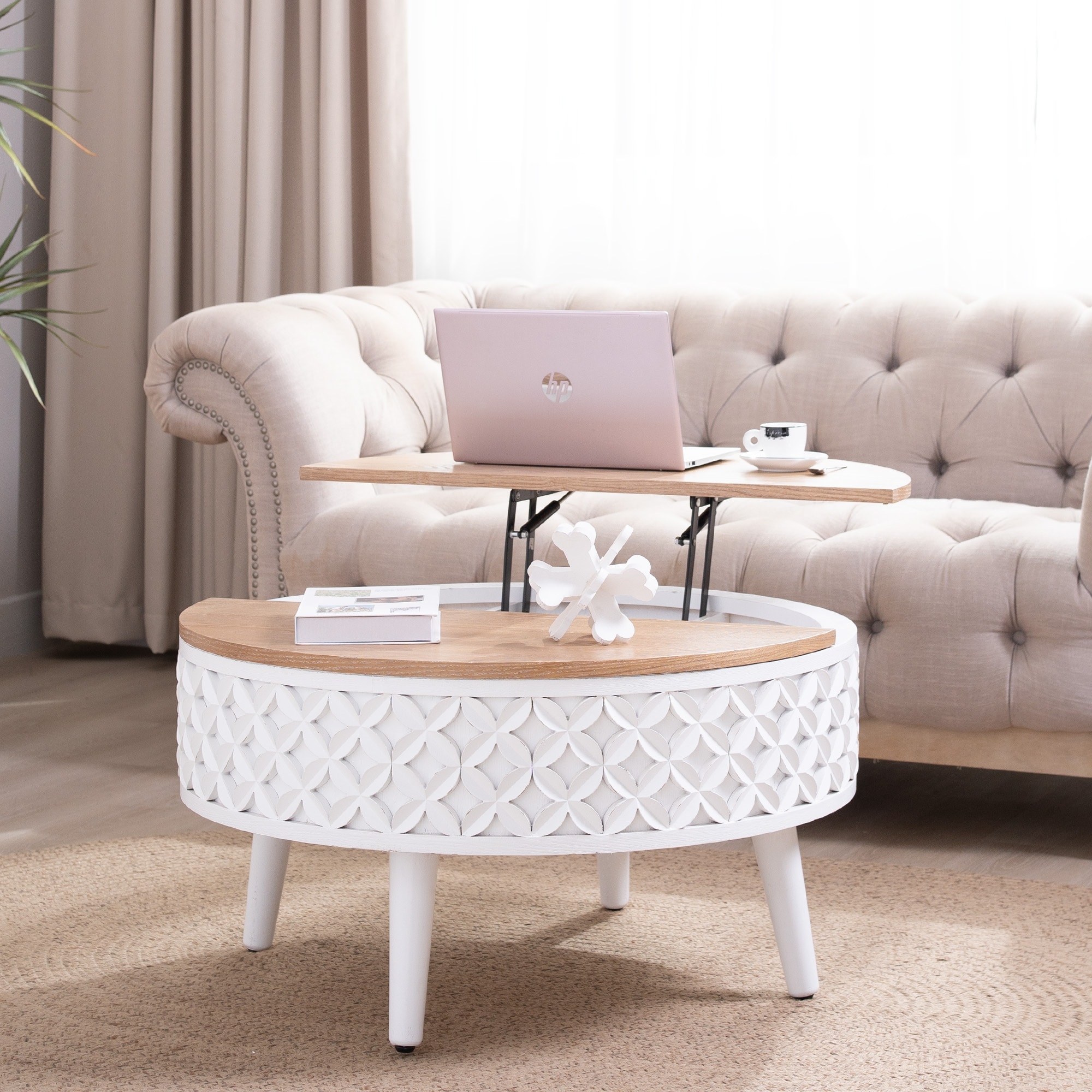 Round Coffee Table with Storage