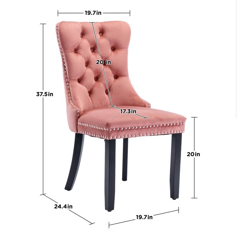 Solid Wood Velvet Upholstered Dining Chair Set of 2