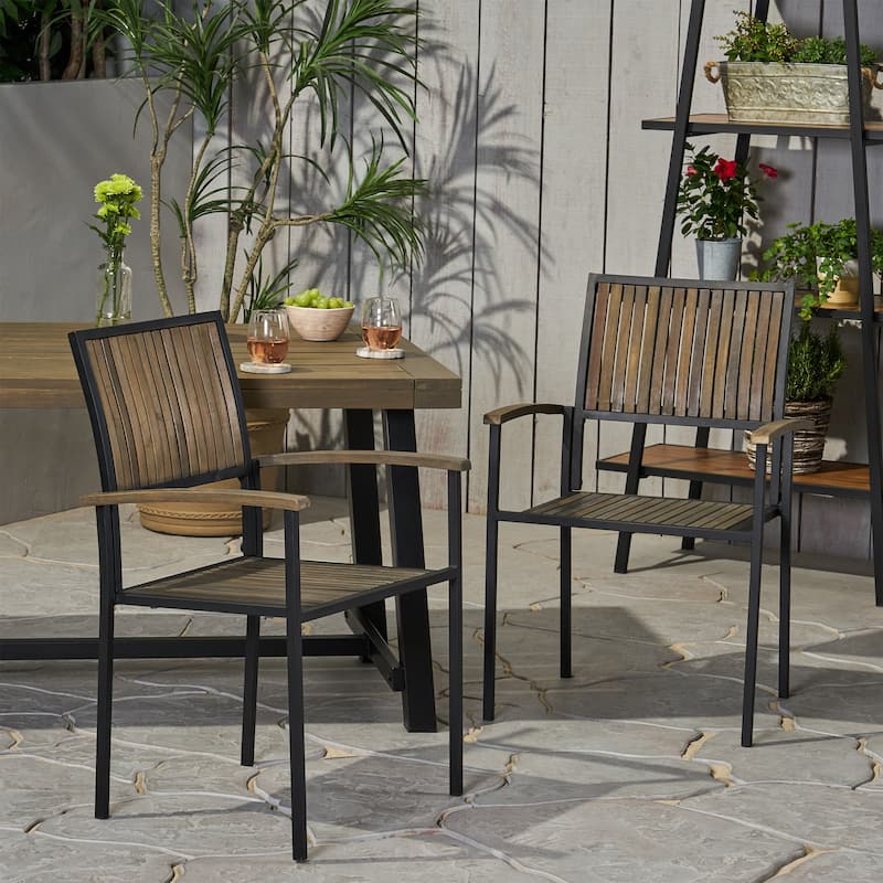 Bridget Outdoor Wood Dining Chair (Set of 2) by Christopher Knight Home - Grey