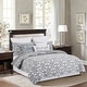 preview thumbnail 1 of 1, Heather Grey & White Damask Reversible Diamond Twin Quilt Set Machine Washable Cotton Quilt Set