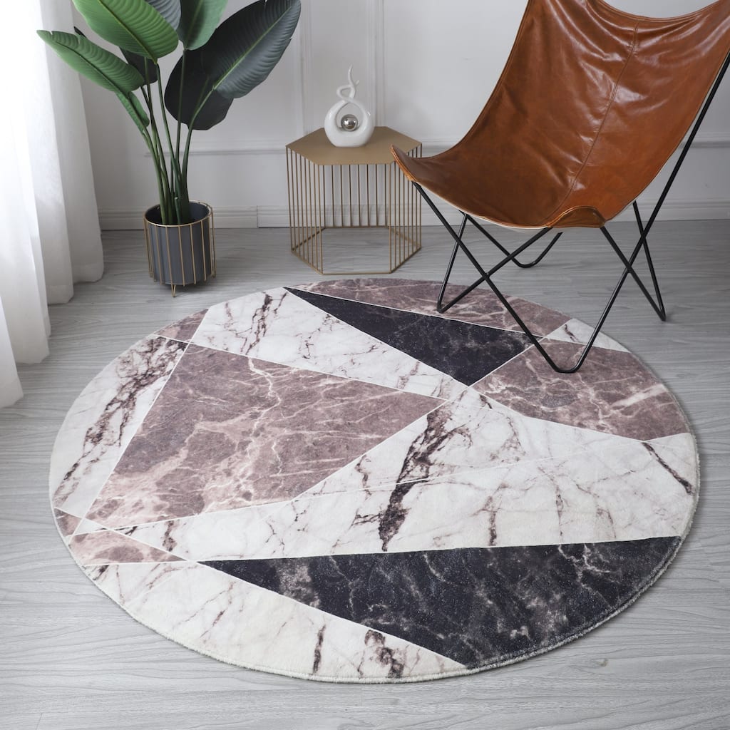 Retro Shag Collection Geometric Abstract Area Rug