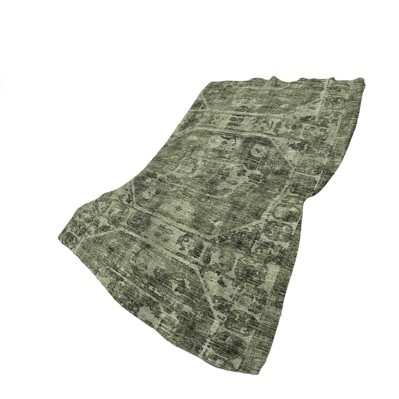 HomeRoots 50" X 70" Olive Green And Beige Damask Polyester Woven Plush Throw Blanket