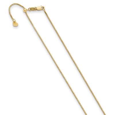 Curata Italian 10k White or Yellow Gold 22-Inch 0.9mm Adjustable Box Chain Necklace Women