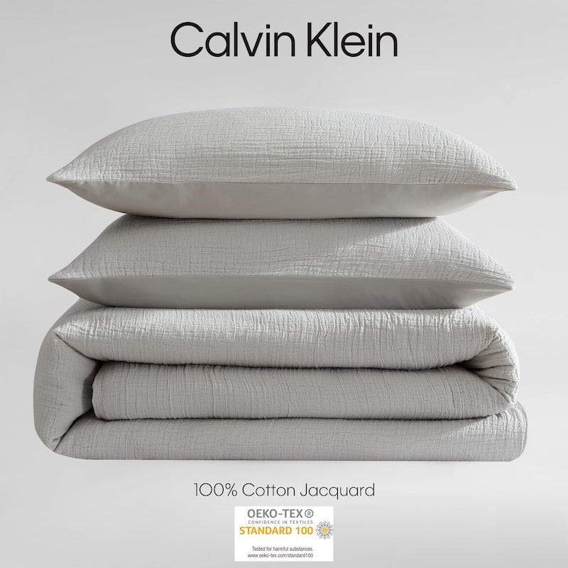 Calvin Klein Washed Texture Solid Cotton Duvet Cover Set