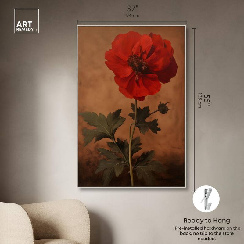 Flourish in Red II Canvas by Art Remedy