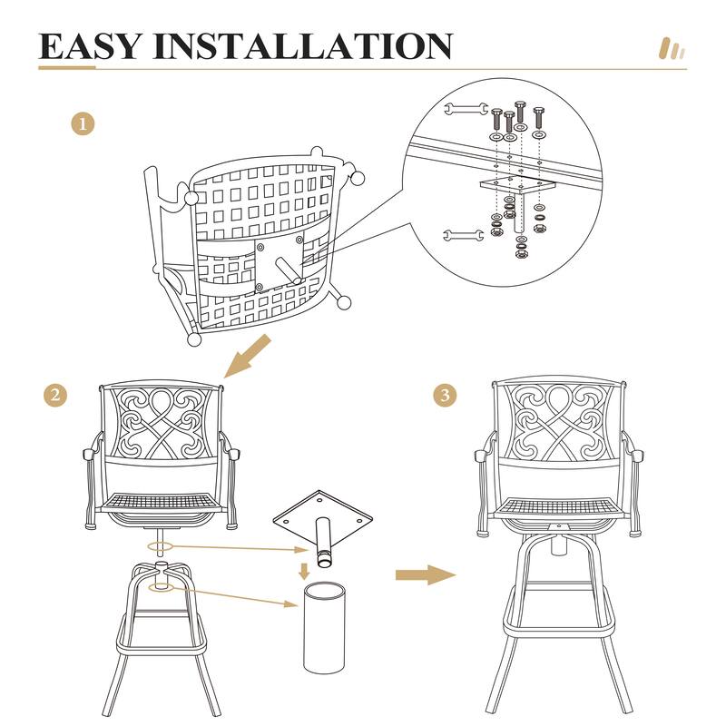 Crestlive Outdoor Patio Bar Height Swivel Bar Stool with Sunbrella Cushion
