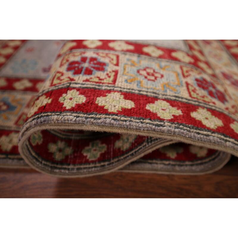 Gray Kazak Oriental Accent Rug Hand-Knotted Wool Carpet - 3'6" x 5'0"