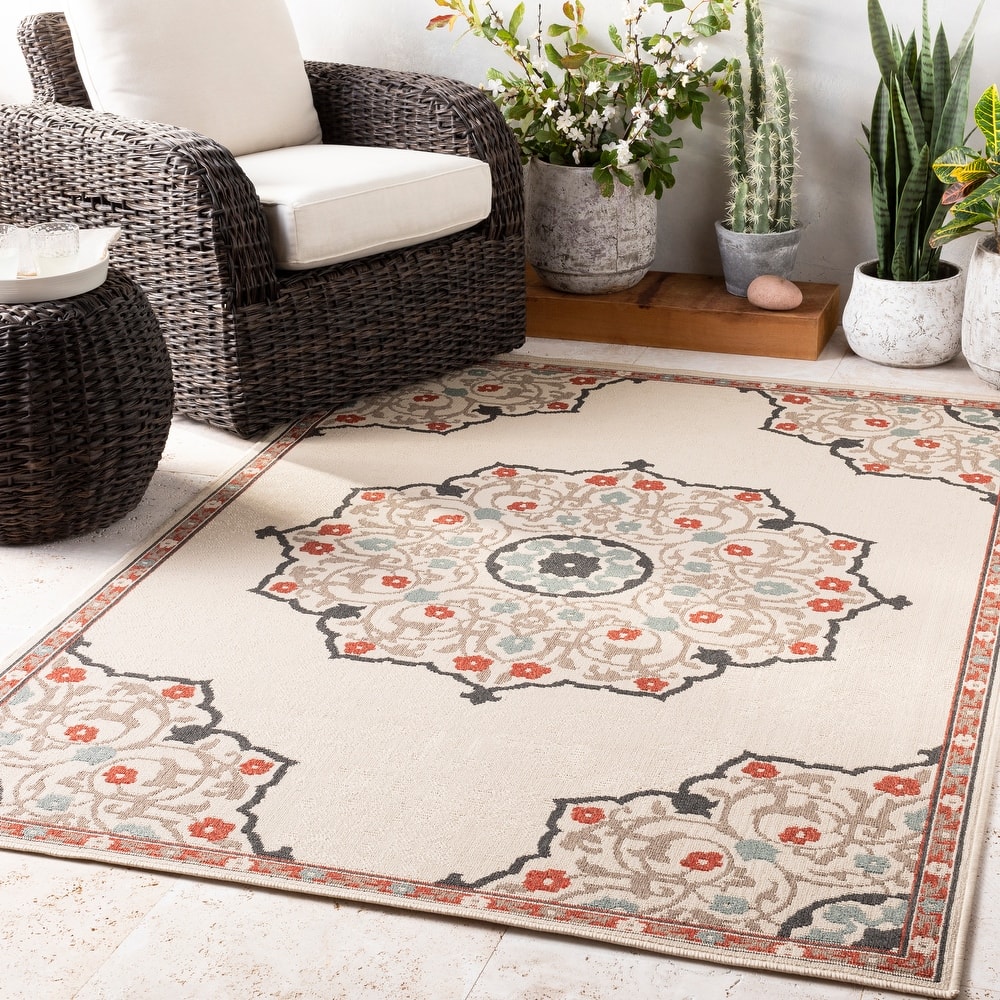 Livabliss Erminio Medallion Indoor/ Outdoor Area Rug - 8' 10" x 8' 10"
