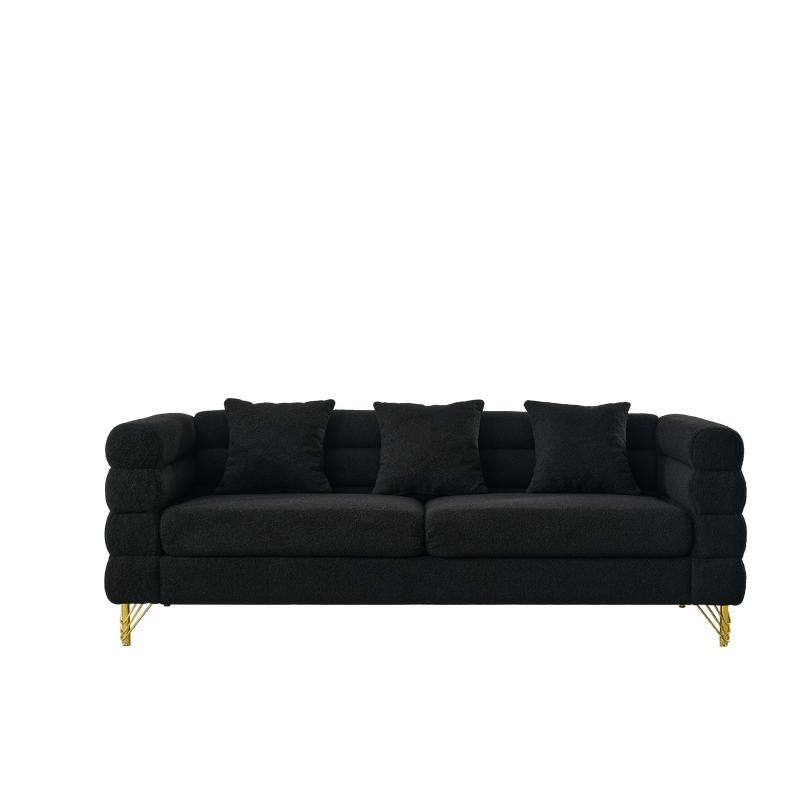 81" Three-Seater Teddy Upholstered Sofa, Ivory