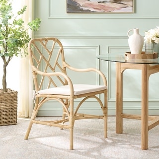 SAFAVIEH Home Olala Rattan Arm Dining Chair - 23"W x 20"D x 37"H