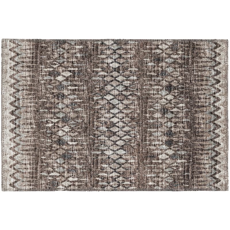 Indoor/Outdoor Rylee Boho Diamonds Washable Rug New - 1'8" x 2'6" - Brown