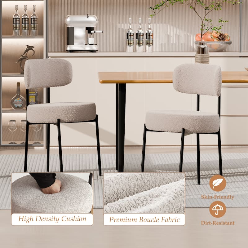 XINMICS Dining Chairs Set of 2/4/6, Mid Century Modern Upholstered Boucle Kitchen Dining Room Chairs