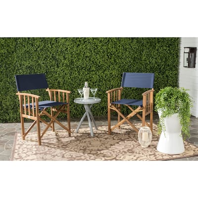 SAFAVIEH Outdoor Living Laguna Blue Director Chair (Set of 2) - 21.7" W x 21.2" D x 34.3" H