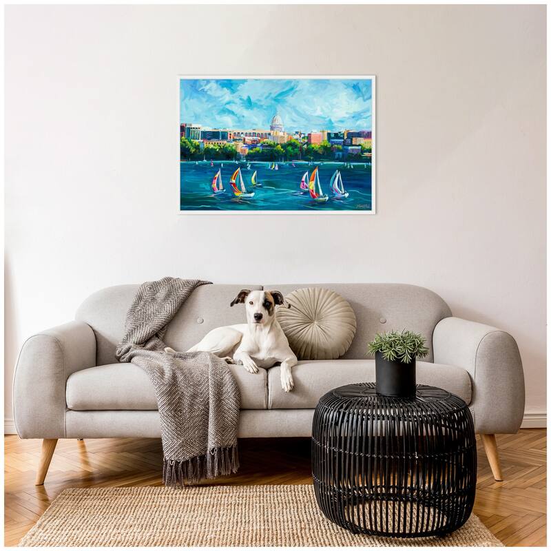 Kate and Laurel Sylvie Madison Skyline Framed Canvas by Rachel Christopoulos