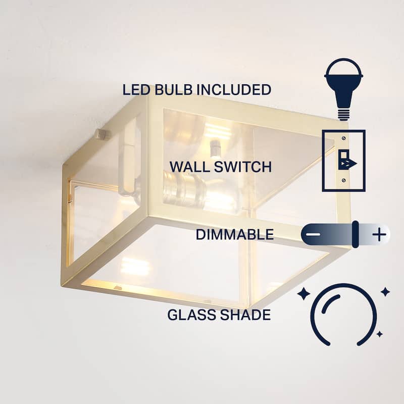 Alma 12" Metal/Glass LED Flush Mount, by JONATHAN Y