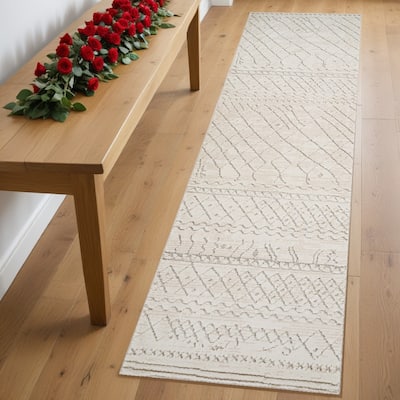 Distressed Abstract Modern Stain Resistant Durable Area Rug - 2' X 8'