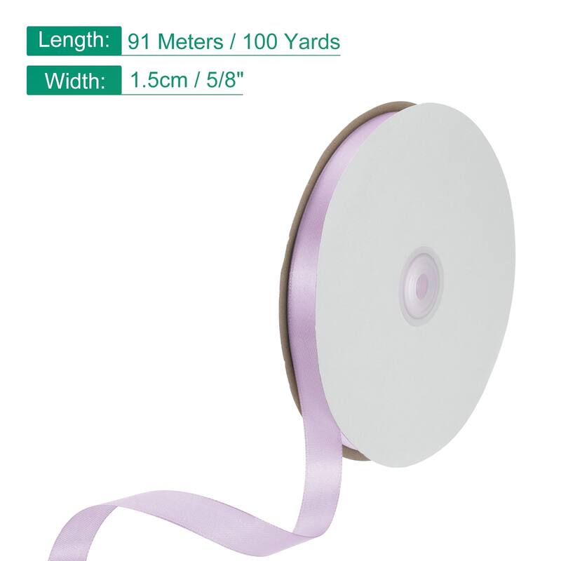 Satin Ribbon, 100 Yards Single Face Polyester Satin Ribbon - Violet - 5/8 Inch