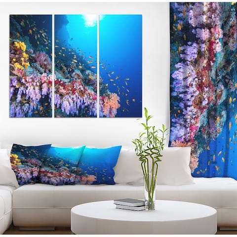 Designart 'Tropical Colorful coral reef' Sea & Shore Nautical Photographic on Wrapped Canvas set