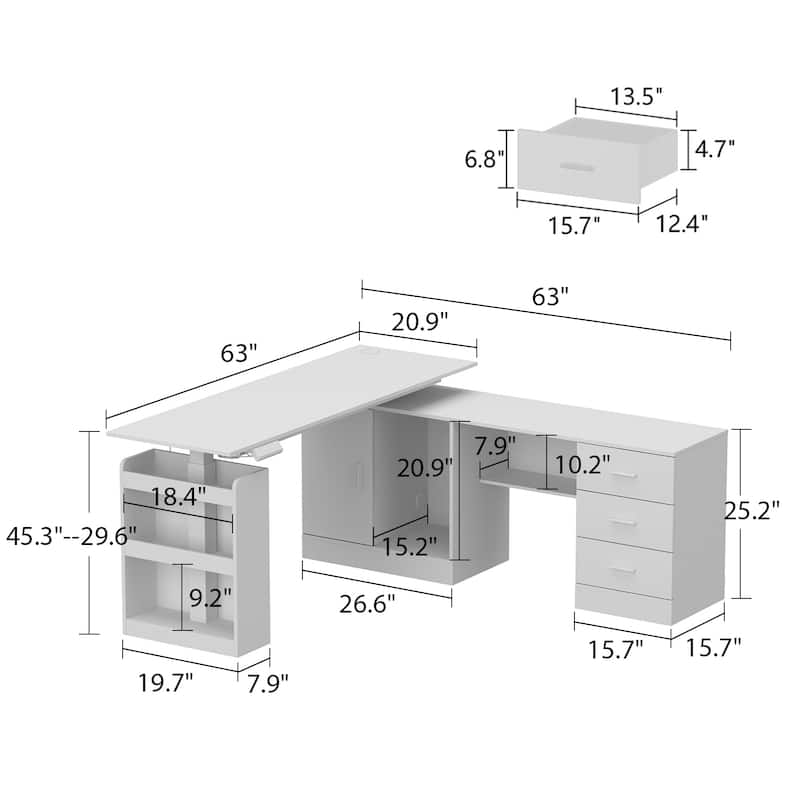 Height-Adjustable Ergonomic Workstation Home Office Desk with Storage