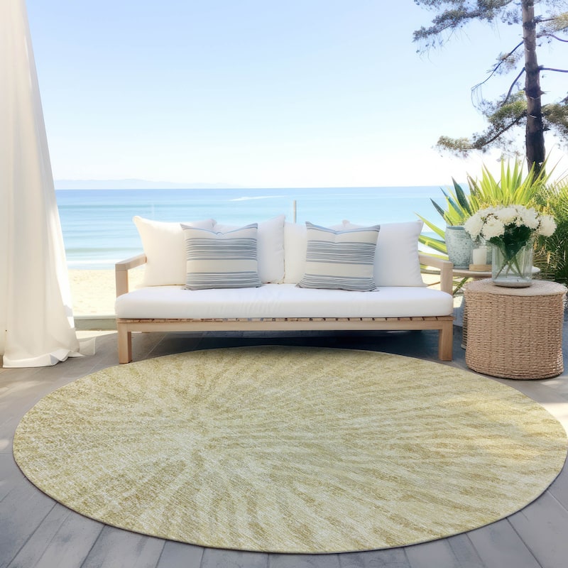 Machine Washable Indoor/ Outdoor Chantille Contemporary Burst Rug - Wheat - 8' x 8'