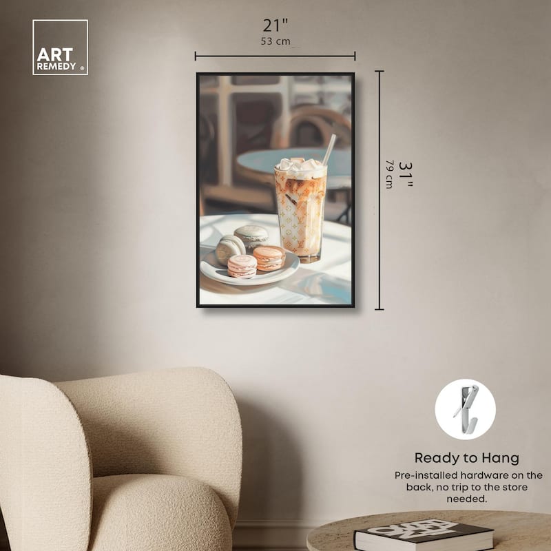Glam Iced Coffee and Macarons Canvas by Art Remedy