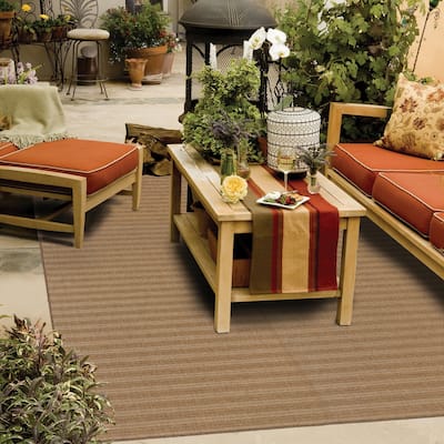 Style Haven Veranda Woven Tonal Striped Indoor-Outdoor Brown Area Rug