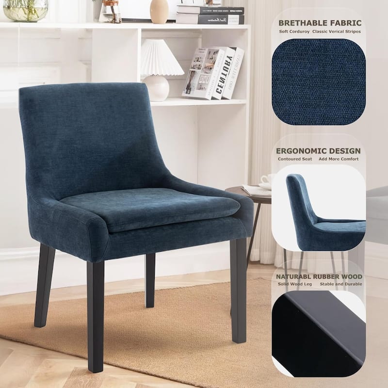 Upholstered Corduroy Accent Side Leisure Chairs with Soild Wood Legs