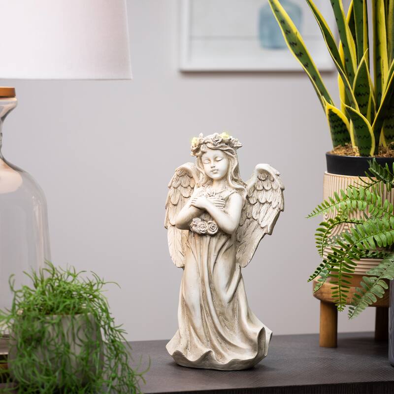 LED Lighted Standing Cherub Angel Statue - 12"