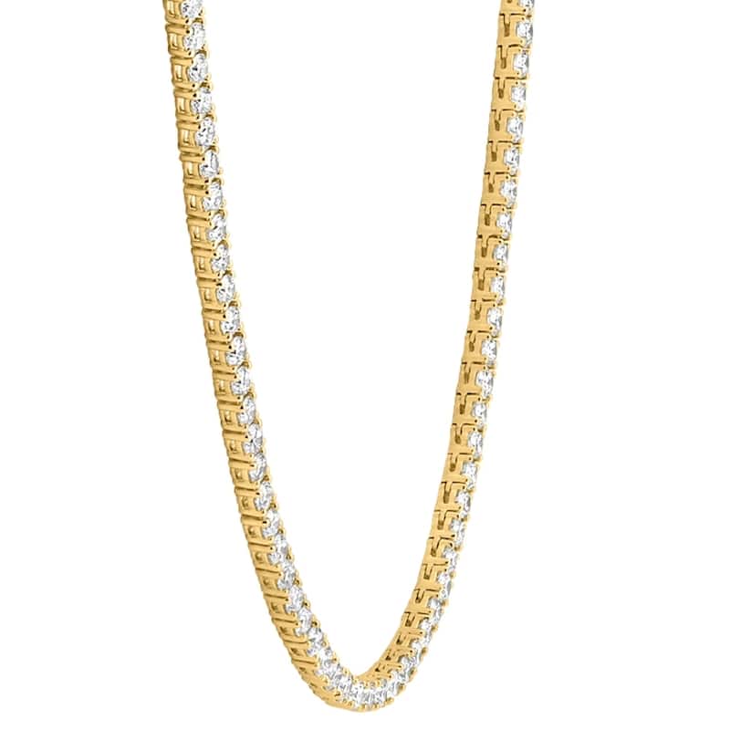 Bliss Diamond 20Ct Round Diamond Tennis Necklace Yellow Gold Lab Grown