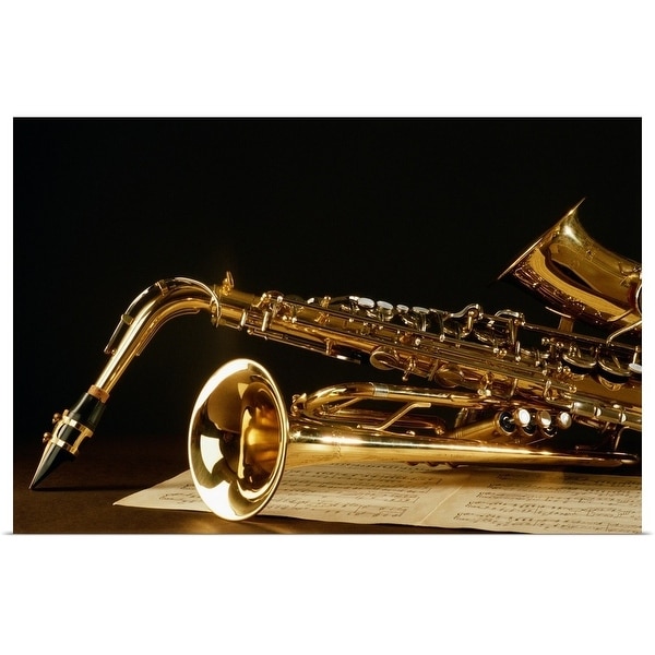 "Saxophone with music sheet" Poster Print