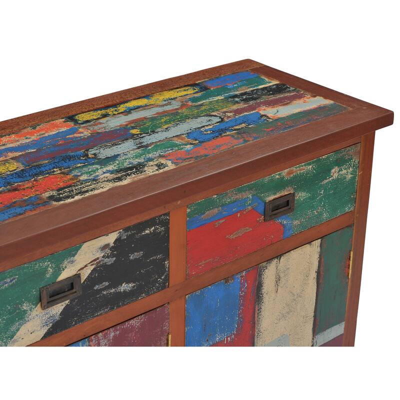Chic Teak Buffet with 3 Doors and 3 Drawers Made from Recycled Teak Wood Boats