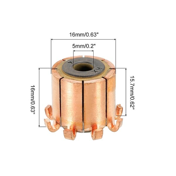 Electric Motor Commutator 8 Gear Teeth 5mm ID 16mm OD Copper Bed