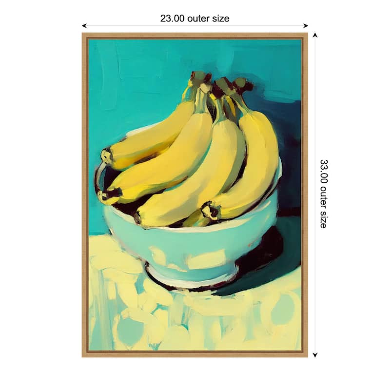 Bowl of Bananas by Treechild (23 x 33 in.), Framed Canvas Wall Art Print