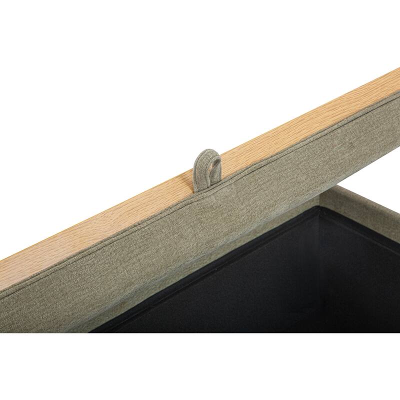 NADAAL STUDIOS Mirelda Ottoman, Flip-Top Upholstered Storage with Walnut-Look Tray Surface, Flecked Oat