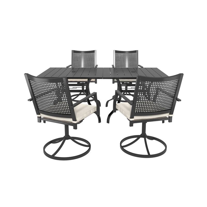Steel square dining table with chair (set of 6)