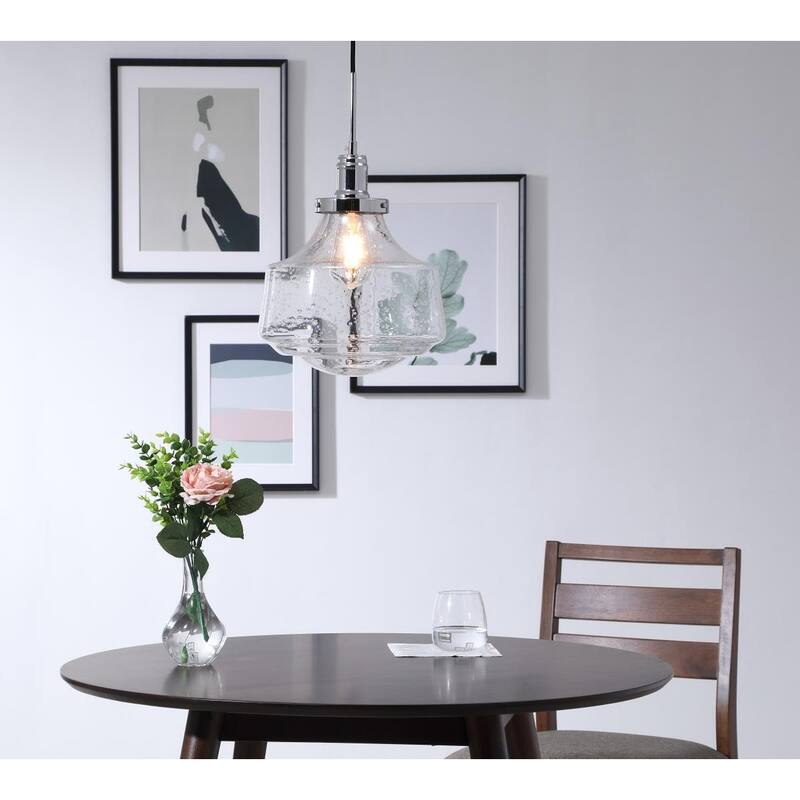 Klyli 11-inch 1-light Clear Seeded Glass Hanging Pendant
